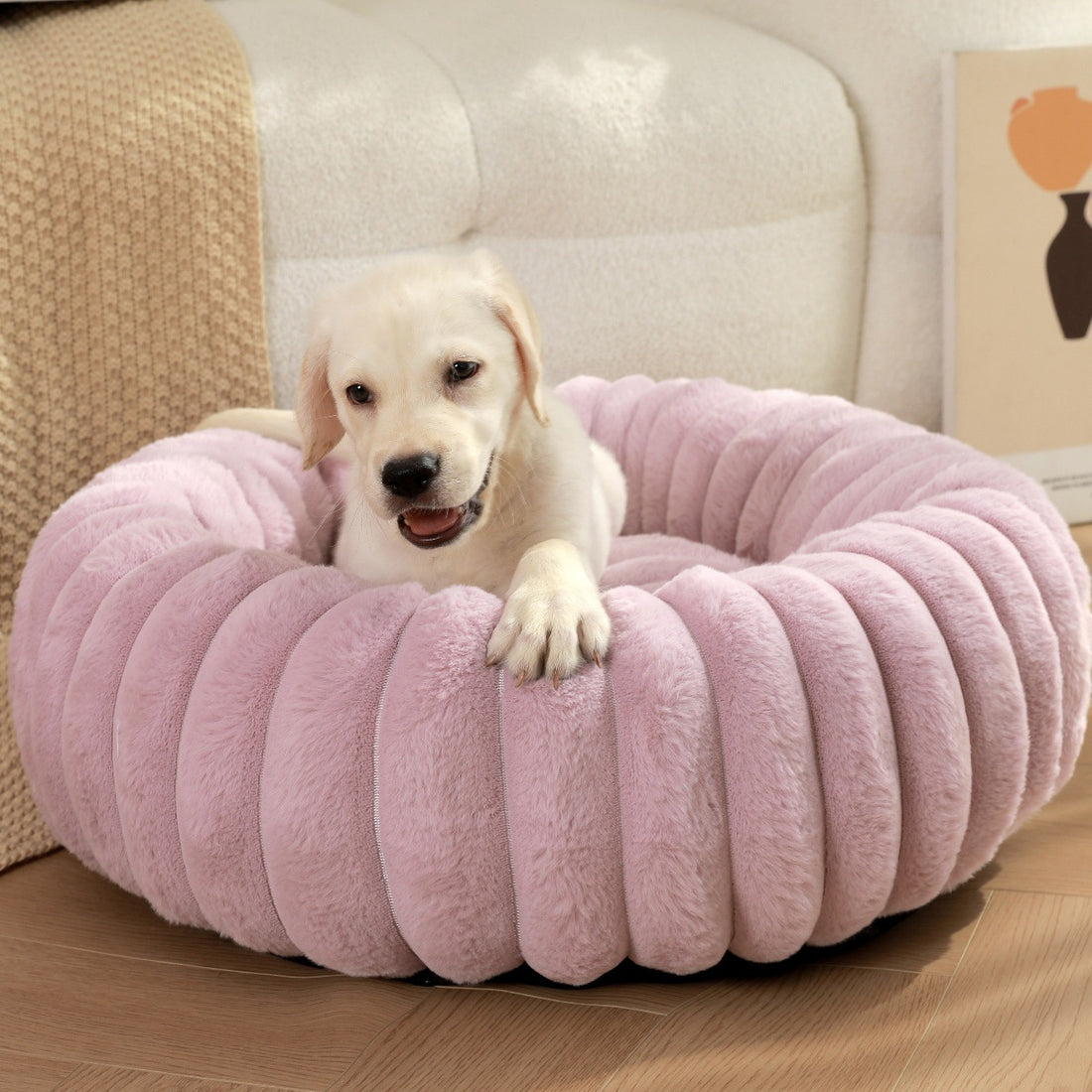 Pet Heavy Weight Plush Round Winter Warm Nest Bed