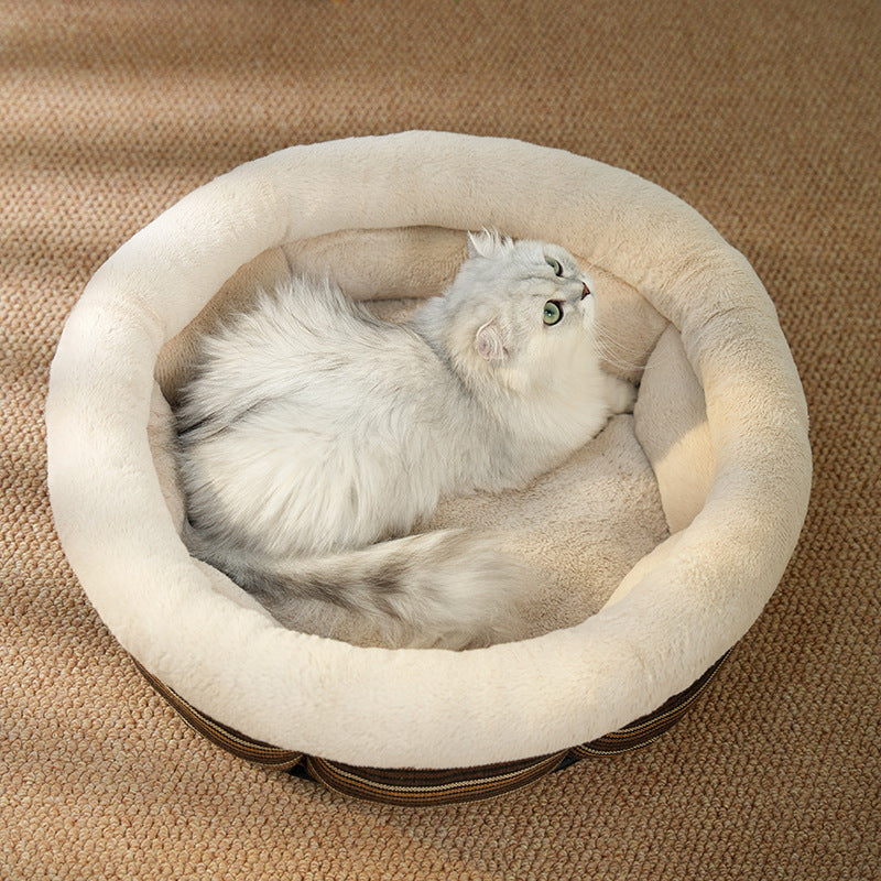 Pet Linen Round Non Slip Sleeping Mat Bed