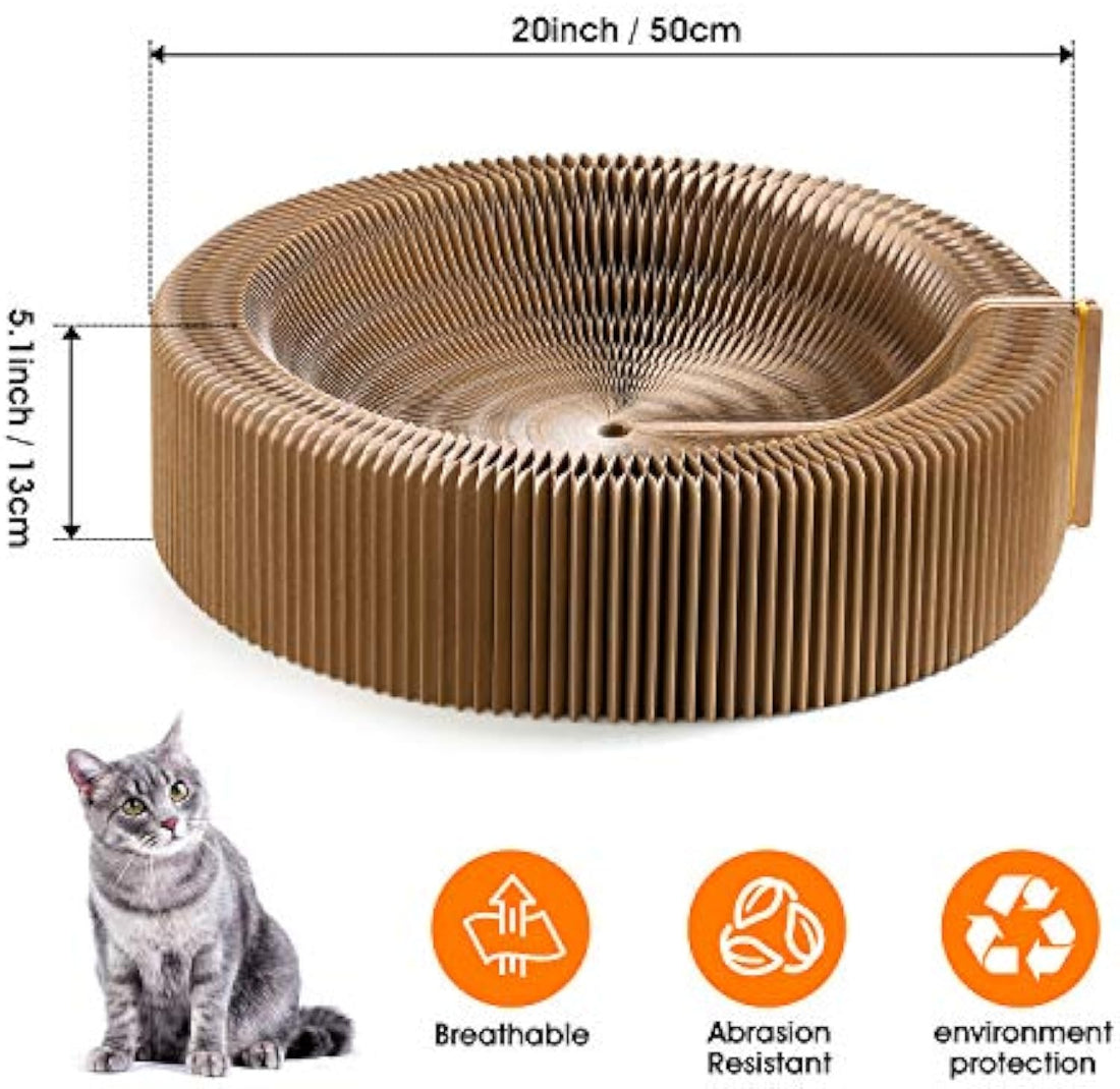 Pet Collapsible Cardboard Scratcher Lounge Round Bed