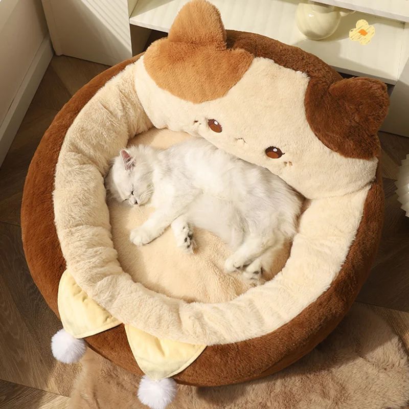 Pet Round Soft Winter Warm Deep Sleep Cushion Bed