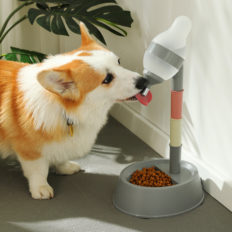 Pet Standing Drinking Bowl With Lick Ball Feeder
